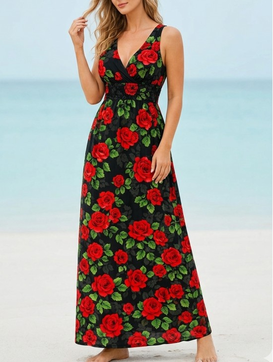 Floral Print Short Sleeved Summer Dress Floral Print Short Sleeved Summer Dress